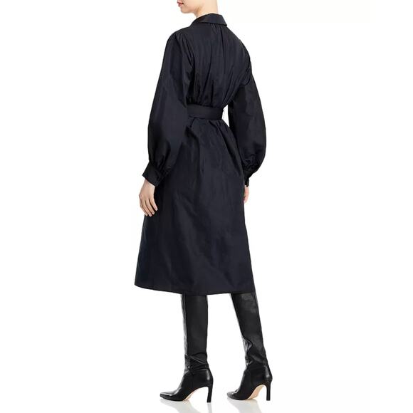 Lafayette 148 New York Porter Belted Dress Medium Long Sleeve Collared Black - Picture 4 of 12